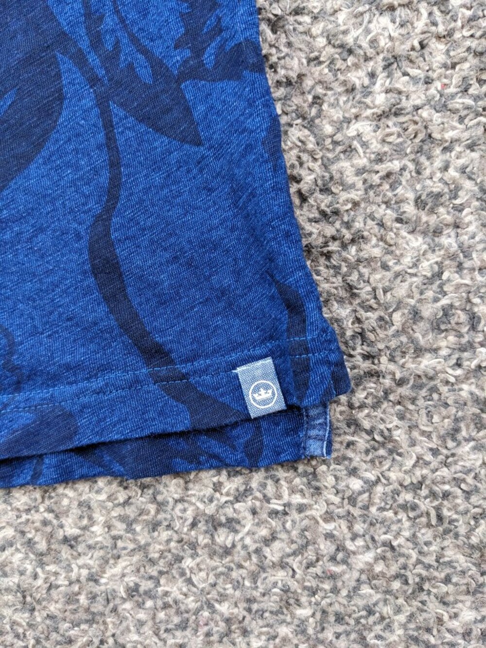 2020 Peter Millar Polo Shirt Slub Cotton Floral Indigo Navy Blue Mens Large - Picture 3 of 10